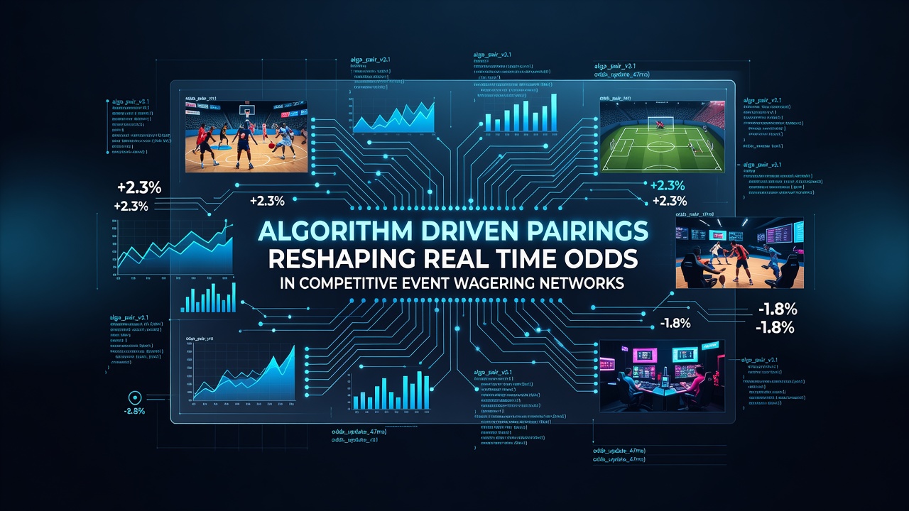 Diagram showing how algorithmic systems match bets and update live odds in wagering networks
