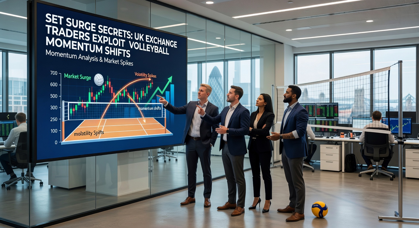 Close-up of UK betting exchange interface displaying live volleyball odds fluctuating wildly during a set surge, with graphs showing liquidity buildup