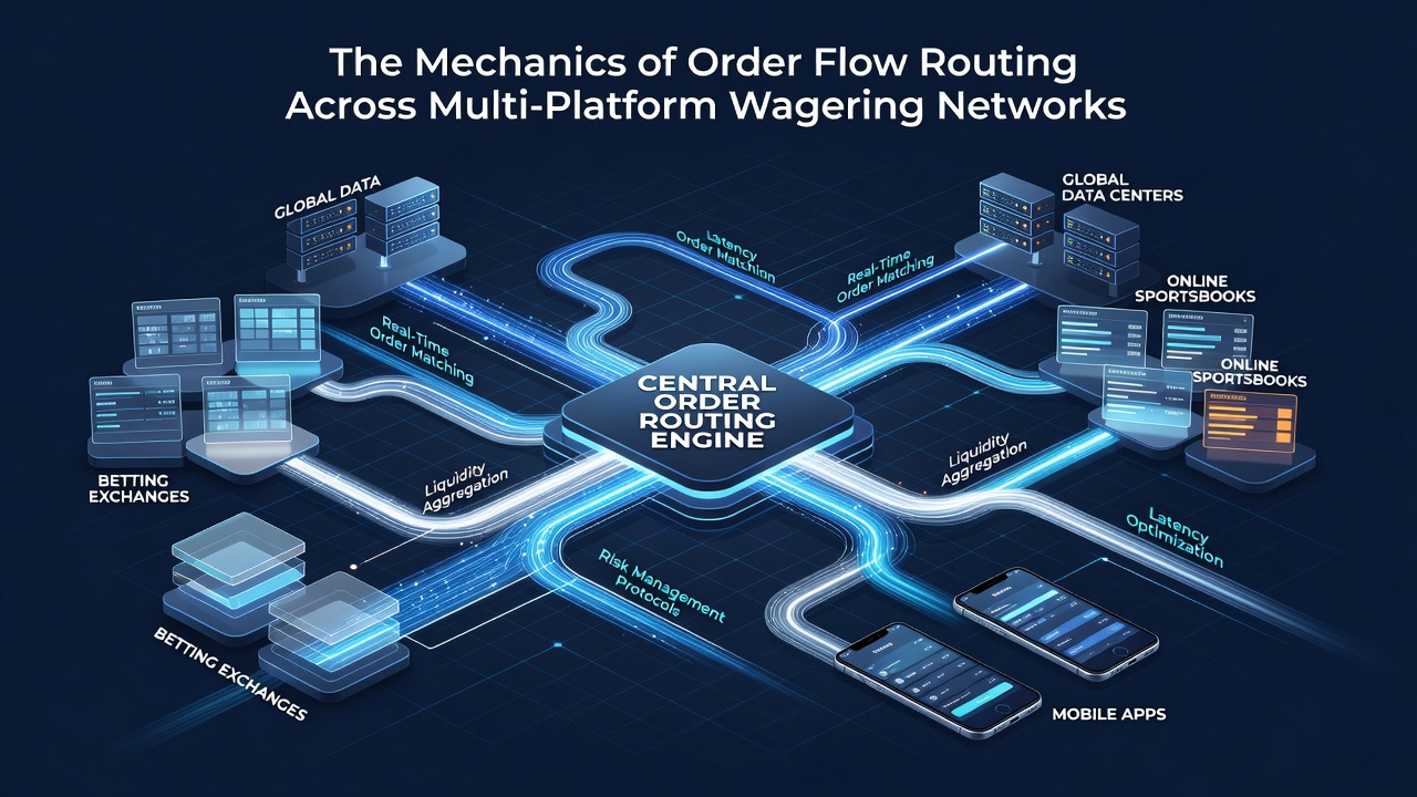 Flowchart illustrating order splitting and recombination across separate betting exchanges