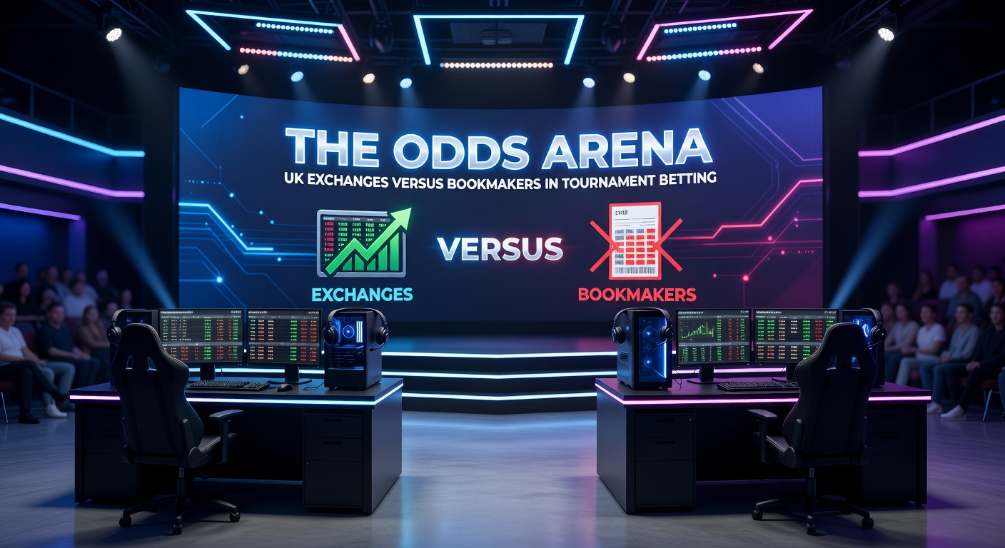 Graphic comparing betting exchange odds versus bookmaker lines during a major UK football tournament match, highlighting percentage differences in payouts